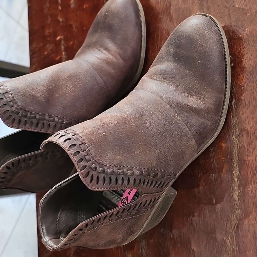 Rock & Candy Women's Brown Ankle Boots- Slide On - Size 6.5